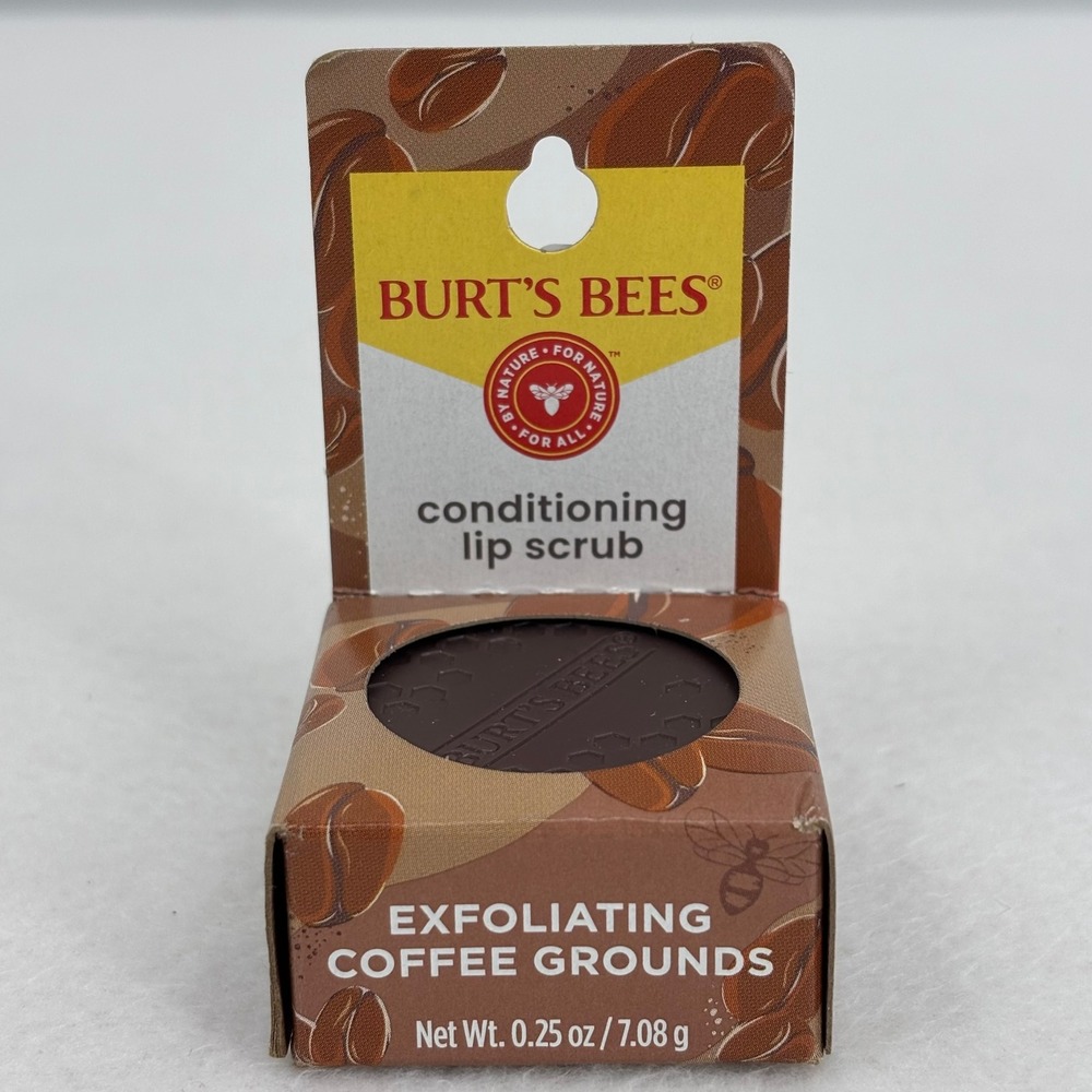 Burt's Bees Conditioning Lip Scrub Exfoliating Coffee Grounds 0.25 oz Pot NIB
